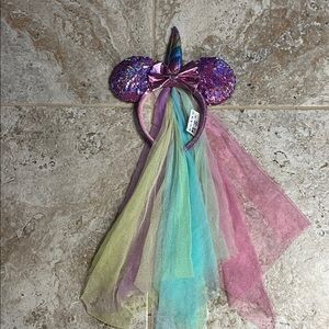 Disney Minnie Mouse Sequin Ears, Pink Rainbow Unicorn with Vail